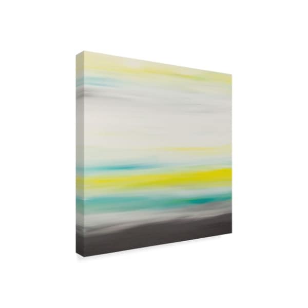 Hilary Winfield 'Sunset Stripes Yellow White' Canvas Art,18x18